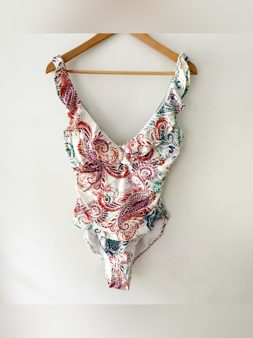 Lauren Ralph Lauren Women Paisley Ruffle One Piece Swimsuit Size 12 Beach Resort